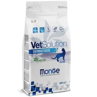 Monge Vet Solution Dermatosis Pişiklər üçün dəri xəstəliyində baytarlıq pəhrizi, quru yem, 400 q