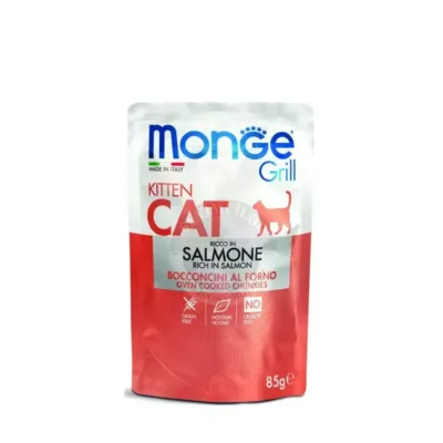 Monge Grill Kitten Bala pişiklər üçün sobada hazırlanmış nəm yem, qızılbalıq ilə, 85 q