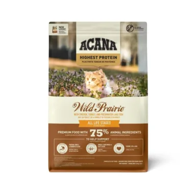 Acana Wild Prairie Pişiklər üçün quru yem (bütün həyat dövrləri üçün), quş əti, vəhşi təbiətdə ovlanmış balıqlar və yumurta ilə, 340 q