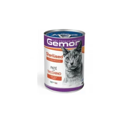 Gemon Sterilised qısırlaşdırılmış pişik üçün konservləşdirilmiş nəm yem, hinduşka ilə paştet, 415 q
