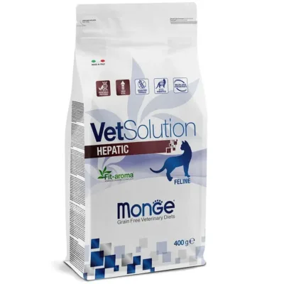 Monge Vet Solution Hepatic pişik üçün xroniki qaraciyər çatışmazlığında baytarlıq pəhrizi, quru yem, 400 q