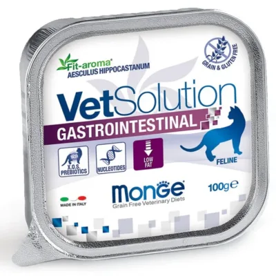 Monge Vet Solution Gastrointestinal mədə-bağırsaq xəstəlikləri olan pişiklər üçün, nəm yem, 100 q
