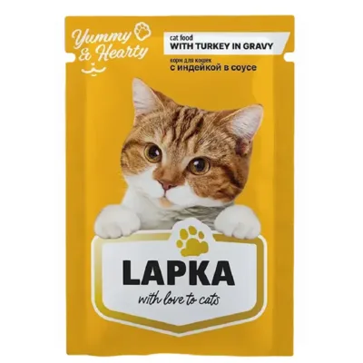 Lapka Nəm yem, yetkin pişiklər üçün, sousda hinduşka ilə, 85 q