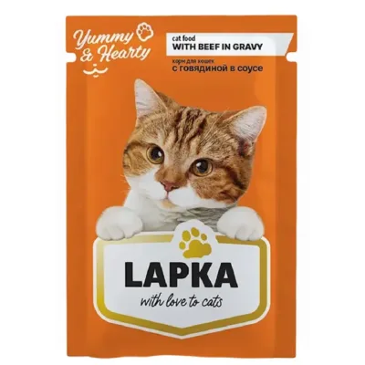 Lapka Nəm yem, yetkin pişiklər üçün, mal əti ilə, 85 q