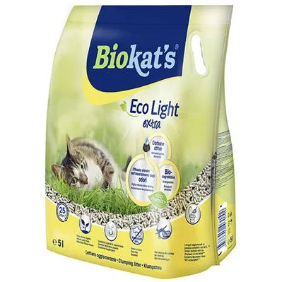 Biokat's Eco Light Extra Carbon Tofu Topalanan pişik qumu, aktivləşdirilmiş kömür ilə, 5 L