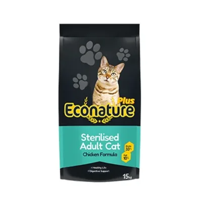 Econature Plus qısırlaşdırılmış pişklər üçün quru yem,toyuq əti ilə, 15 kq