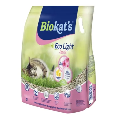 Biokat's Eco Light Fresh Cherry Blossom Tofu Topalanan pişik qumu Albalı ətirli, 5 L