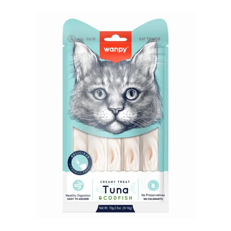 imgi 144 wanpy creamy snack for cats with tuna and codfish 5x14 g 1000x1000 1