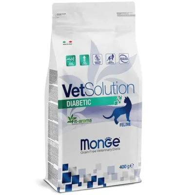Monge Vet Solution Diabetic Diabet və artıq çəkisi olan pişiklər üçün baytarlıq pəhrizi, quru yem, 400 q