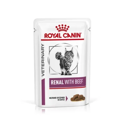 Royal Canin Renal Pişik üçün xroniki böyrək çatışmazlığında baytarlıq pəhrizi, mal əti ilə nəm yem, 85 q