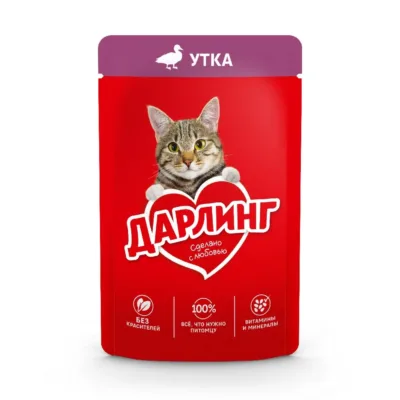 Purina Darling Yetkin pişik üçün nəm yem, sousda ördək əti ilə, 75 q