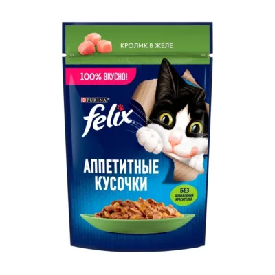 Purina Felix Yetkin pişik üçün nəm yem, jeledə dovşan əti ilə, 75 q