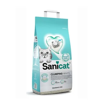 Sanicat Clumping White Topalanan pişik qumu, ətirsiz, 10 L