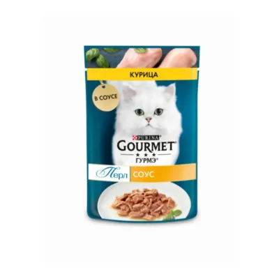 Purina Gourmet Perle Pişik üçün nəm yem, sousda toyuq əti ilə, 75 q