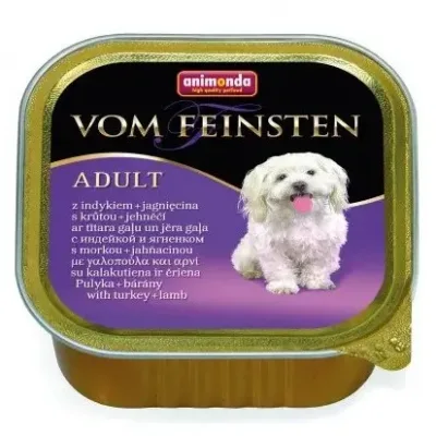 Animonda Vom Feinsten yetkin itlər üçün nəm yem, paştetdə hind quşu və quzu ilə, 150 q