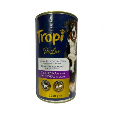 Tropi De Lux Yetkin it üçün konservləşdirilmiş yem, sousda dana əti ilə, 1250 q