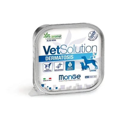 Monge Vet Solution Dermatosis dermatoloji problemləri olan itlər üçün nəm yem, 150 q