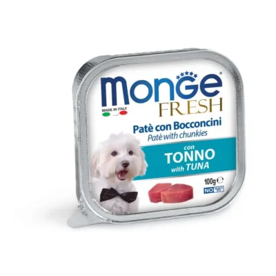 Monge Fresh Yetkin itlər üçün nəm yem, paştetdə tuna ilə, 100 q