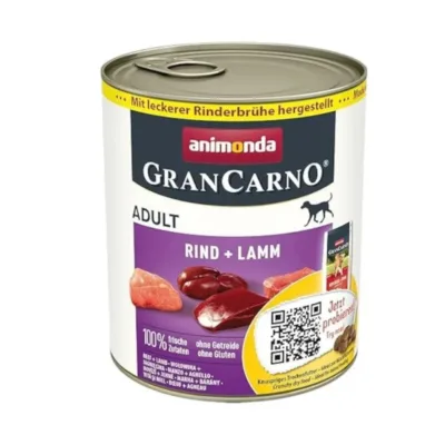 Animonda Gran Carno yetkin itlər üçün konservləşdirilmiş nəm yem paştetdə, mal əti və quzu 400 q